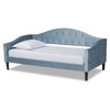 Baxton Studio Benjamin ModernLight Blue Velvet Upholstered and Dark Brown Finished Wood Twin Size Daybed 200-12559-ZORO